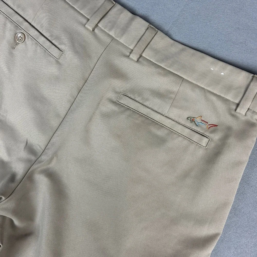 Greg Norman for Tasso Elba Golf Shorts Men 34 Tan  Performance Flat Front Khaki